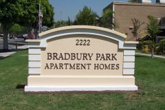Bradbury Park Apartment Homes custom exterior monument sign
