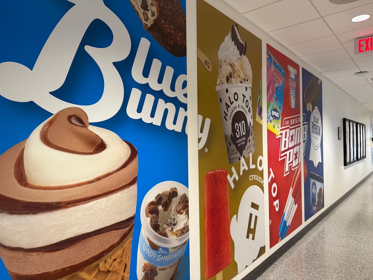 hallway wall graphics Hallway wall graphics with Blue Bunny and Halo Top ice cream artwork