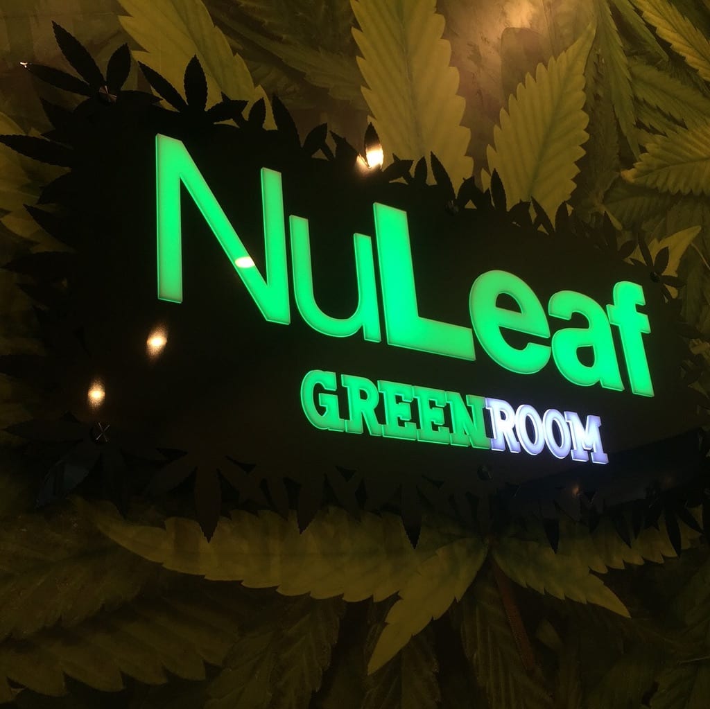 led lit sign las vegas NuLeaf Greenroom LED lit sign with glowing green letters